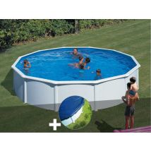 Gre - Kit piscine acier blanc Gré Fidji ronde 5,70 x 1,22 m + Bâche hiver Blanc, en Acier - Garantie 4 ans
