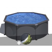 Gre - Kit piscine acier gris anthracite Gré Louko ronde 3,20 x 1,22 m + Bâche d'hivernage Anthracite, en Acier