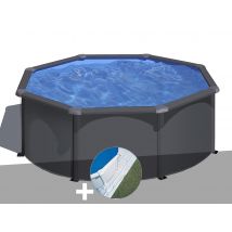 Gre - Kit piscine acier gris anthracite Gré Louko ronde 3,20 x 1,22 m + Tapis de sol Anthracite, en Acier
