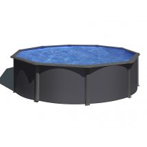 Gre - Piscine acier gris anthracite Louko ronde 3,70 x 1,22 m - Gré Anthracite, en Acier - Garantie 2 ans