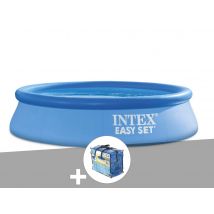 Intex - Kit piscine autoportée Easy Set 2,44 x 0,61 m + Bâche à bulles Bleu, en PVC - Garantie 2 ans - Installation Piscinéco sur Demande
