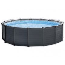 Intex - Piscine tubulaire Graphite ronde 4,78 x 1,24 m Gris, en PVC - Garantie 2 ans - Installation Piscinéco sur Demande