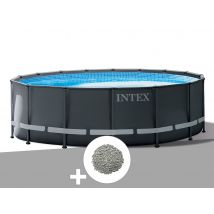 Intex - Kit piscine tubulaire Ultra XTR Frame ronde 4,27 x 1,22 m + 10 kg de zéolite Gris, en PVC - Garantie 2 ans - Installation Piscinéco sur Deman