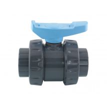 Fitt - Vanne double union poignée bleue pression Astore Ø 63 mm Gris, en PVC