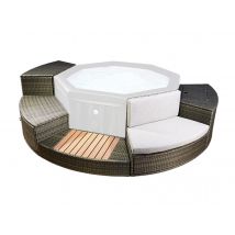 Netspa - Mobilier 5 modules pour spa portable semi-rigide Octopus Marron , en Résine tressée