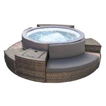 Netspa - Spa portable semi-rigide Vita Premium rond Bulles 4-6 places avec mobilier Noir, en PVC - 184 x 184 x 73 cm - Garantie 2 ans
