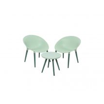 Jardideco - Salon de jardin en plastique Marbella vert Vert Coussins:Non inclus Dimensions canapé (L x l x H):Sans canapé Dimensions chaise(s), en Pol