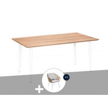 Jardiline - Ensemble repas table de jardin rectangulaire en bois teck Maldives avec 4 fauteuils Maldive - Garantie 2 ans