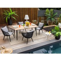 Jardiline - Table de jardin rectangulaire en bois teck Comores4 places Beige Dimensions (L x l x H):160 x 90 x 73 cm Extensible:Non Forme:Rectangulair