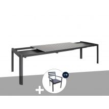 Jardiline - Table de jardin extensible en aluminium, rectangulaire Palma avec 10 fauteuils Palma Anthracite Dimensions fermé (L x l x H):180 x 100 x 7