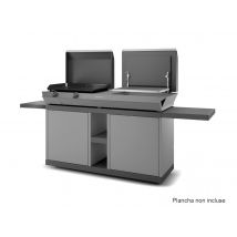Forge Adour - Table roulante acier fermé noir et gris pour combi plancha/gril Gris Dimensions (L x l x H):150 x 60 x 99,1 cm Garantie:2 ans Marque:FOR