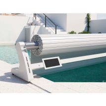 Sofatec - Volet de piscine hors-sol Marquise sur rail solaire 6,00 x 3,00 m Blanc, en PVC