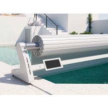 Sofatec - Volet de piscine hors-sol Marquise sur rail solaire 9,00 x 4,50 m Blanc, en PVC