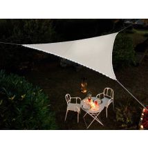 Jardiline - Voile d'ombrage triangulaire Leds solaires Blanc + Adaptateur Blanc Densité:160 g, en Polyester Type de produit:Voile d'ombrage - 3,60 x 3