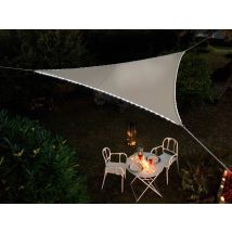 Jardiline - Voile d'ombrage triangulaire Leds solaires Taupe + Adaptateur Taupe Densité:160 g, en Polyester Type de produit:Voile d'ombrage - 3,60 x 3