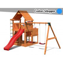 Fungoo - Aire de jeux Big Leader Move + Bac à sable + Corde + Toboggan Bleu Bleu Dimensions (L x l x H):493 x 445 x 320 cm Garantie:10 ans Marque:FUNG