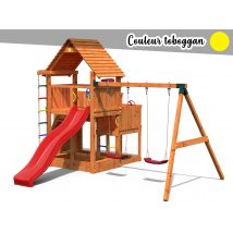 Fungoo - Aire de jeux Big Leader Move + Bac à sable + Corde + Toboggan Jaune Jaune Dimensions (L x l x H):493 x 445 x 320 cm Garantie:10 ans Marque:FU