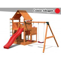 Fungoo - Aire de jeux Big Leader Move + Bac à sable + Corde + Toboggan Rouge Rouge Dimensions (L x l x H):493 x 445 x 320 cm Garantie:10 ans Marque:FU