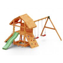 Fungoo - Aire de jeux Buffalo avec balançoire double Marron Dimensions (L x l x H):374 x 574 x 285 cm Garantie:10 ans Marque:FUNGOO Matière(s):Bois No