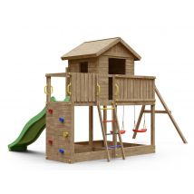Fungoo - Aire de jeux Galaxy L avec balançoire double Marron Dimensions (L x l x H):488 x 332 x 280 cm Garantie:10 ans Marque:FUNGOO Matière(s):Bois N