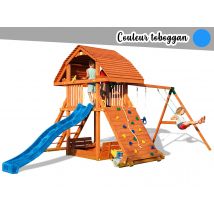 Fungoo - Aire de jeux Giant Move + beachToboggan bleu Bleu Dimensions (L x l x H):375 x 640 x 310 cm Garantie:10 ans Marque:FUNGOO Matière(s):Bois Nom