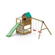 Fungoo - Aire de jeux Jarcas avec balançoire doubleToboggan Vert Vert Dimensions (L x l x H):303 x 370 x 272 cm Garantie:2 ans Marque:FUNGOO Matière(s