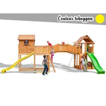Fungoo - Aire de jeux Maxi PlazaToboggan jaune Jaune Dimensions (L x l x H):850 x 460 x 305 cm Garantie:10 ans Marque:FUNGOO Matière(s):Bois Nombre d'