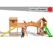 Fungoo - Aire de jeux Maxi PlazaToboggan rouge Rouge Dimensions (L x l x H):850 x 460 x 305 cm Garantie:10 ans Marque:FUNGOO Matière(s):Bois Nombre d'