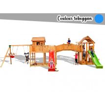 Fungoo - Aire de jeux Maxi Smile FarmToboggan bleu Bleu Dimensions (L x l x H):970 x 575 x 305 cm Garantie:10 ans Marque:FUNGOO Matière(s):Bois Nombre
