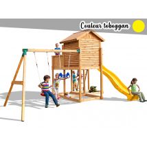 Fungoo - Aire de jeux Move My SideToboggan jaune Jaune Dimensions (L x l x H):440 x 415 x 285 cm Garantie:10 ans Marque:FUNGOO Matière(s):Bois Nombre