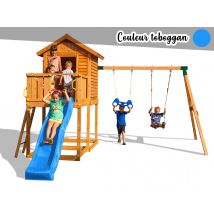 Fungoo - Aire de jeux My house MoveToboggan Bleu Bleu Dimensions (L x l x H):440 x 430 x 285 cm Garantie:10 ans Marque:FUNGOO Matière(s):Bois Nombre d