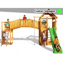 Fungoo - Aire de jeux Rainbow Fortress TipToboggan Vert Vert Dimensions (L x l x H):460 x 480 x 305 cm Garantie:10 ans Marque:FUNGOO Matière(s):Bois N
