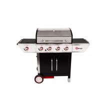 Somagic - Barbecue à gaz avec chariot Manhattan 450GPI, 4 brûleurs, 1 réchaud latéral et plancha Noir Cuve:Acier émaillé Dimensions (L x l x H):150 x
