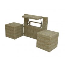 Jardideco - Ensemble de balcon table et pouf ou banc Naturel Java Taupe Coussins:Non inclus Dimensions (L x l x H):180 x 54,5 x 80 cm Dimensions canap