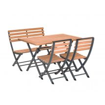 Jardiline - Ensemble table à manger en alu/teck, avec 1 banc et 2 chaises Porto-Rico4 places Naturel Dimensions (L x l x H):120 x 77 x 73 Garantie:2