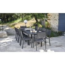 Fermob - Table de jardin extensible en aluminium rectangulaire Costa Carbone10 places Carbone Dimensions (L x l x H):160 x 90 x 74 cm Dimensions fermé