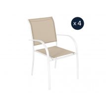 Hesperide - Lot de 4 fauteuils de jardin en texaline Piazza /Blanc - Hespéride Lin, en Aluminium Pliante:Non Poids:2,5 kg Type de produit:Fauteuil - 6
