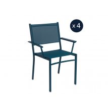 Fermob - 4 fauteuils Bridge de jardin structure aluminium Costa Bleu acapulco