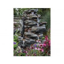 Ubbink - Fontaine de jardin Bonorva bloc de rochers avec cascade et éclairage LED Gris Débit de la pompe:3 900 L, en Polyrésine - 69 x 51 x 127 cm Ecl