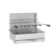 Forge Adour - Barbecue charbon encastrable et à poser 961.66 Gris Couvercle:Non Crochet(s) porte-accessoires:Non Cuve:Inox Dimensions (L x l x H):66 x