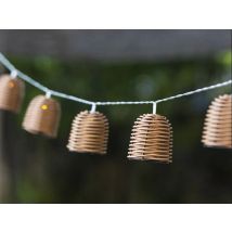 Lumisky - Guirlande lumineuse solaire 10 abat-jour poly rotin LED blanc chaud FORMENTERA Naturel Couleur éclairage:Blanc chaud Indice de protection :I