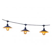 Lumisky - Guirlande lumineuse LED avec abat-jour en acier style vintage VINTY LIGHT 6 m connectable Noir Couleur éclairage:Blanc chaud Indice de prote