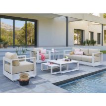 Hesperide - Salon de jardin en aluminium Allure avoine - 5 places - Hespéride Avoine Coussins:Inclus Dimensions (L x l x H):379 x 169 x 82 cm Dimensio