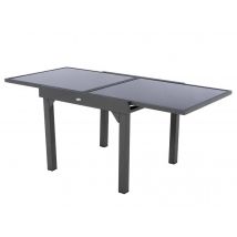 Hesperide - Table extensible carrée en verre Piazza 4/8 places Gris anthracite - Hespéride Gris Dimensions (L x l x H):180 x 90 x 75 cm Dimensions fer