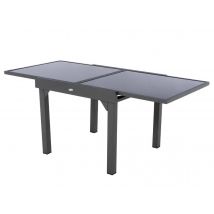 Hesperide - Table extensible carrée en verre Piazza 4/8 places Gris anthracite - Hespéride Gris Dimensions (L x l x H):180 x 90 x 75 cm Dimensions fer