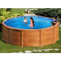 Gre - Piscine acier aspect bois Mauritius ronde 3,70 x 1,32 m - Gré Marron, en Acier - Garantie 2 ans