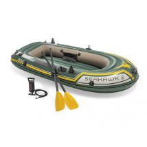 Intex - Kit bateau gonflable 2 places Seahawk 2 avec rames et gonfleur Vert, en PVC - 236 x 144 x 41 cm