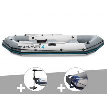 Intex - Kit bateau gonflable 4 places Mariner 4 avec moteur, rames et gonfleur Gris, en Vinyle Super Tought - 328 x 145 x 48 cm
