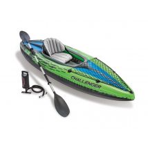 Intex - Kit kayak gonflable 1 place Challenger K1 avec rame et gonfleur Vert, en Vinyle - 274 x 76 x 33 cm