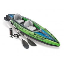 Intex - Kit kayak gonflable 2 places Challenger K2 avec rames et gonfleur Vert Dérive amovible:Oui Dimensions (L x l x H):351 x 76 x 38 cm Epaisseur v